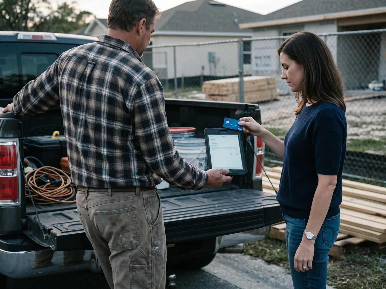 Service business taking payment on site
